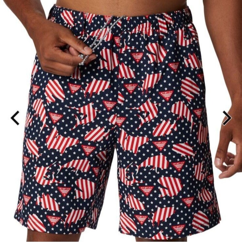 Columbia PFG Swim Shorts Men’s XXL / 2XL USA America Red White Blue NEW